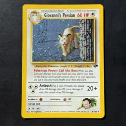 Pokemon Vintage Holo Giovanni's Persian 8/132 Gym Challenge Swirl Rare WotC - Image 1