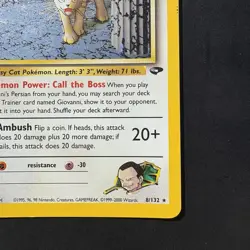 Pokemon Vintage Holo Giovanni's Persian 8/132 Gym Challenge Swirl Rare WotC - Image 4
