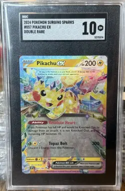 2024 POKEMON SSP EN-SURGING SPARKS #057 PIKACHU EX SGC 10 - Image 1