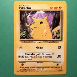 Pokemon TCG Pikachu Yellow Cheeks Base Set 58/102 WotC Vintage 1999 LP - Image 1