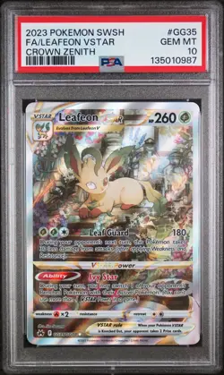 2023 Pokemon Crown Zenith Leafeon VStar #GG35 Full Art PSA 10 - Image 1