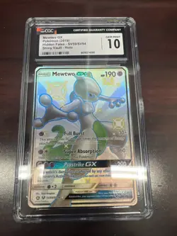 Pokemon Mewtwo GX SV59/SV94 Hidden Fates CGC 10 Shiny Vault Holo Ultra Rare - Image 1