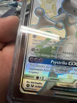 Pokemon Mewtwo GX SV59/SV94 Hidden Fates CGC 10 Shiny Vault Holo Ultra Rare - Image 3