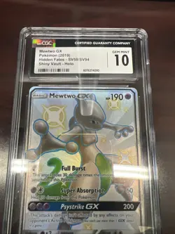 Pokemon Mewtwo GX SV59/SV94 Hidden Fates CGC 10 Shiny Vault Holo Ultra Rare - Image 4
