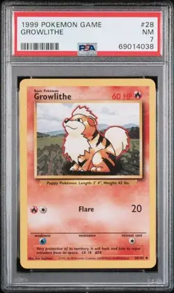 1999 POKEMON GAME #28 GROWLITHE PSA 7 - Image 1