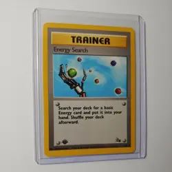 Fossil 59/62 Energy Search 1st Edition Pokemon Card Common WOTC LP-NM - Image 1