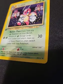 Pokemon Neo Genesis 1st Edition Uncommon Card Ledian 39/111 Nm Condition - Image 3