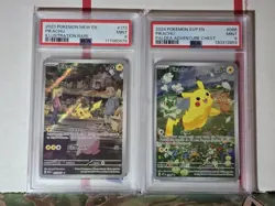 Pokemon Mew EN-151 IR Pikachu PSA 9 & Pikachu Paldea Adven Chest Promo PSA 9 - Image 1