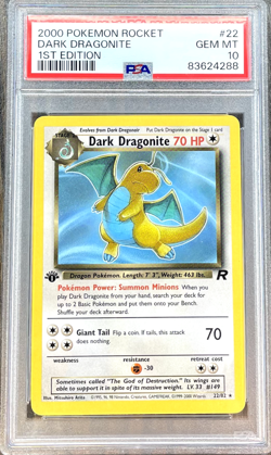 Pokemon Dark Dragonite Team Rocket 1st Edition #22 PSA 10 Gem Mint - Image 1