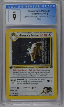 Giovanni's Persian Pokemon 2000 Gym Challenge 1st Edition 8/132 Holo CGC 9 Mint - Image 1