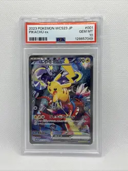 Pokemon PSA 10 Pikachu ex 001/030 WCS 2023 Yokohama World Championships - Image 1