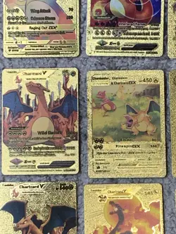 Set of 15 Charizard V, VMax, GX &More Gold Foil Fan Art Cards - Image 4