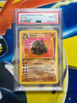 PSA 10 Golem 36/62 1st Edition Fossil Non Holo Pokemon Card - Image 1