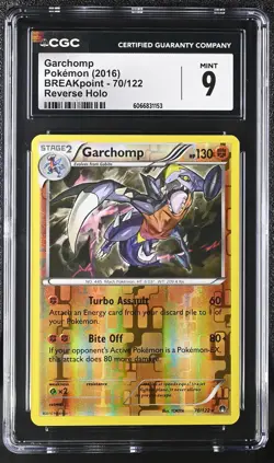 CGC 9 MINT Garchomp 2016 BREAKpoint 70/122 Reverse Holo Pokemon Card - Image 1