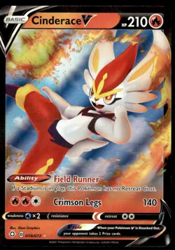 Pokemon TCG Shining Fates #018/072 Cinderace V NM - Image 1