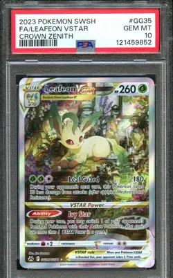 POKEMON SWORD & SHIELD CROWN ZENITH #GG35 FULL ART/LEAFEON VSTAR PSA 10 - Image 1