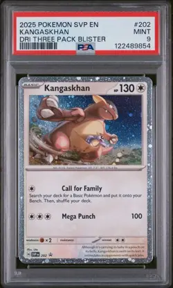 2025 Pokemon Destined Rivals Kangaskhan Cosmo 202 SVP Black Star Promo PSA 9 - Image 1