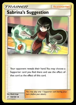 Sabrina's Suggestion 154/181 Pokemon Card Sm-Team Up Uncommon Trainer LP OH - Image 1