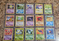 Vintage Pokemon 15 Card Lot Base Set 1999-2000 Base Set 2 Fossil Excellent Cond - Image 1