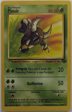 Unlimited Jungle Pinsir Rare 25/64 Pokemon Card WOTC Vintage LP - Image 1