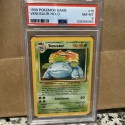 Pokemon TCG Venusaur Holo Rare Card 1999 015/102 Base Set PSA 8 - Image 1