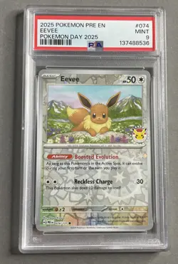 Pokemon PSA 9 Mint Eevee 074/131 Pokemon Day 2025 Stamped Promo - Image 1