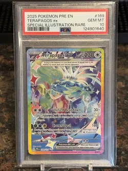 2025 Pokemon Prismatic Evolutions Terapagos EX Special Illustration Rare PSA 10 - Image 1