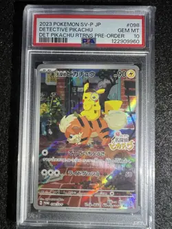2023 POKEMON JPN SV-P PROMO #098 DETECTIVE PIKACHU PSA 10 - Image 1