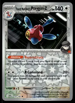 TEAM ROCKET'S PORYGON-Z - 155/182 Destined Rivals Pokemon Reverse Holo NM - Image 1