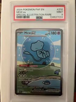 Pokemon TCG Mew ex 232/091 SV Paldean Fates Holo PSA 9 Special Illustration Rare - Image 1