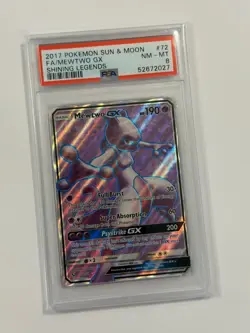 Pokemon 2017 Sun Moon Shining Legends Full Art MEWTWO GX #72 PSA 8 RARE - Image 1