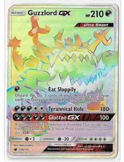 Guzzlord GX 116/111 Crimson Invasion Rainbow Secret Rare Pokemon TCG Card NM - Image 1