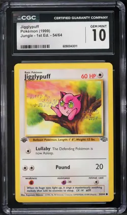 CGC 10 Jigglypuff 1st Edition Jungle 1999 Pokemon Card #54 - Image 1