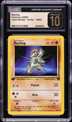 CGC Pristine 10 Machop 1st Edition Team Rocket 2000 Pokemon Card #59 - Image 1