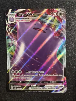 Pokemon TCG Ditto VMAX Shining Fates Holo Ultra Rare Card 051/072 - Image 1