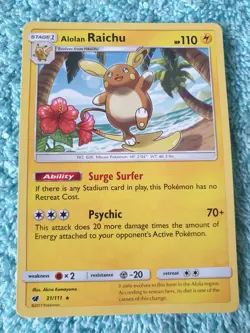 ALOLAN RAICHU 31/111 HOLO & REGULAR VERSIONS CRIMSON INVASION POKEMON CARDS - Image 4