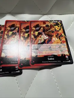 4x One Piece CCG Sabo Carrying On His Will Leader Card OP13-004 NM - Image 1