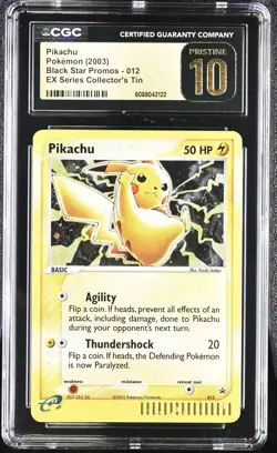 CGC 10 PRISTINE Pikachu 2003 Black Star Promos 012 Holo Pokemon Card - Image 1