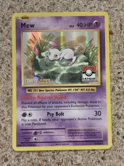 Pokemon Mew 53/108 Evolutions 1st Place League Challenge NM Trophy Card - Image 1