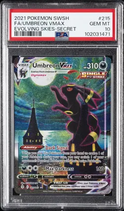2021 POKEMON SWORD & SHIELD EVOLVING SKIES SECRET FULL ART/UMBREON VMAX PSA 10 - Image 1