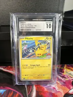 2024 Pokemon SVP EN-SV Black Star Promo World Championships #190 Pikachu CGC 10 - Image 1