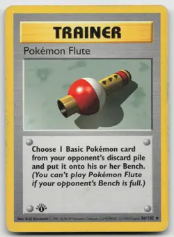 Pokemon Flute Uncommon 1st Edition Base Set (Shadowless) 86/102 MP - Image 1