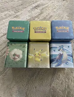 Set of 6 Factory Sealed 2022 Pokemon TCG Stacking Tins Lightning / Grass / Water - Image 1