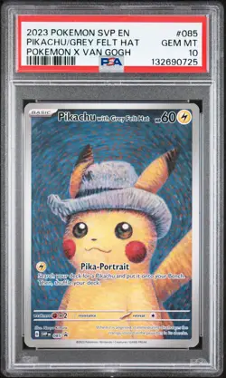 2023 POKEMON SVP EN-SV BLACK STAR PROMO #085 PIKACHU WITH GREY FELT HAT PSA 10 - Image 1