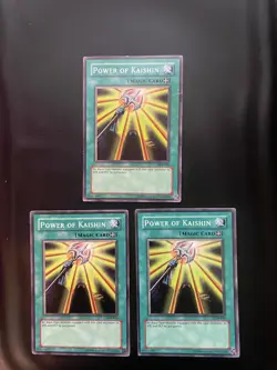 Yugioh Power of Kaishin LOB-044 Unlimited Edition Common Damaged X3 - Image 1