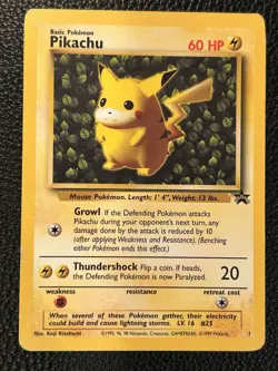 💥 1999 WOTC Pokemon Pikachu Black Star Promo Card #1 Ivy Pikachu Non Holo - Image 1