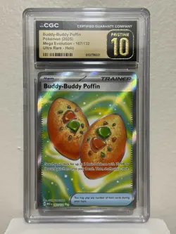 CGC Pristine 10 Buddy-Buddy Poffin 167/132 Ultra Rare Graded Pokemon TCG Card - Image 1