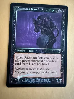 MTG: Ravenous Rats Card FOIL Invasion 2000 120/350- LP - Image 1