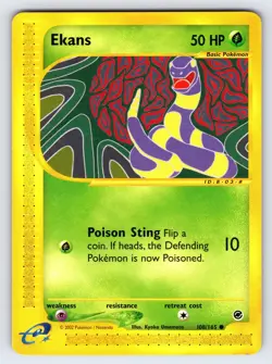 Ekans 108/165 2002 Expedition Pokemon Card TCG WOTC Vintage Nintendo - VLP - Image 1
