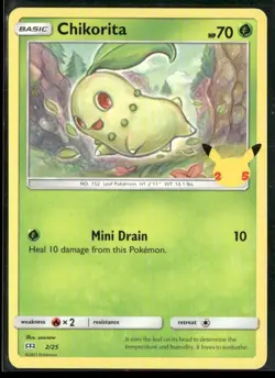 2021 McDonald's 25th Anniversary Promo Non-Holo TGC Chikorita Pokemon Card #2 - Image 1